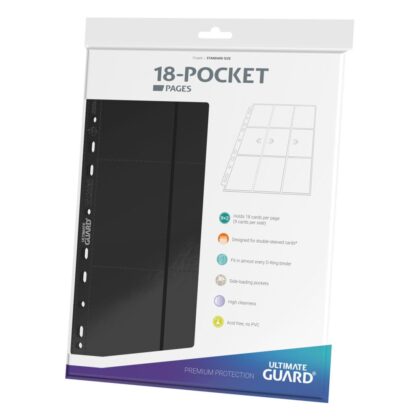 Ultimate Guard: 18-Pocket Side Loading Pages / Páginas de álbum Negras (Pack 10 Uds)